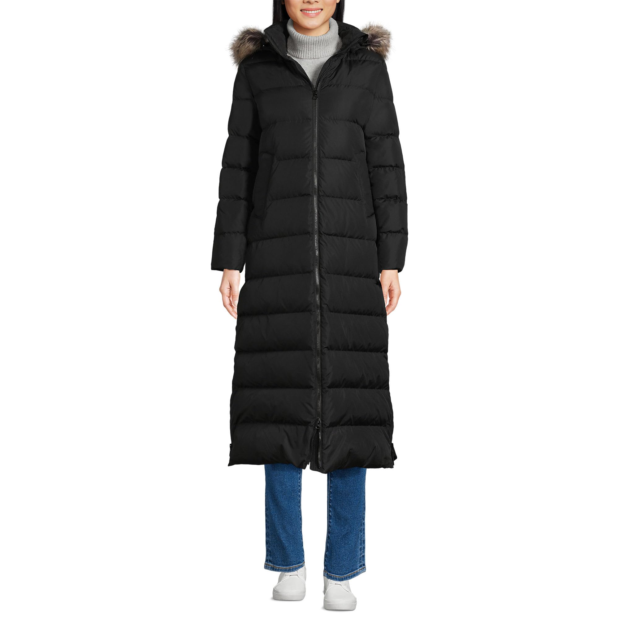 Lands' End - Abrigo largo para mujer, color negro, talla XL