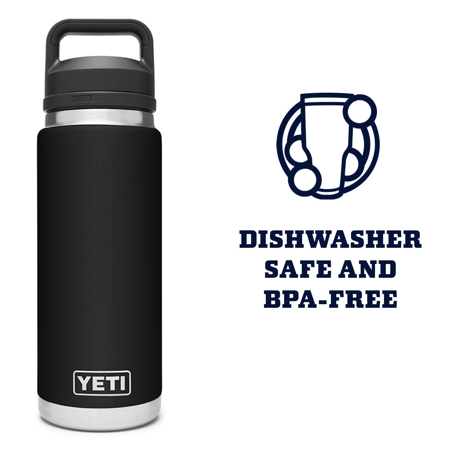 Botella YETI Rambler de 26 oz, aislada al vacío, acero inoxidable con tapa para chupe