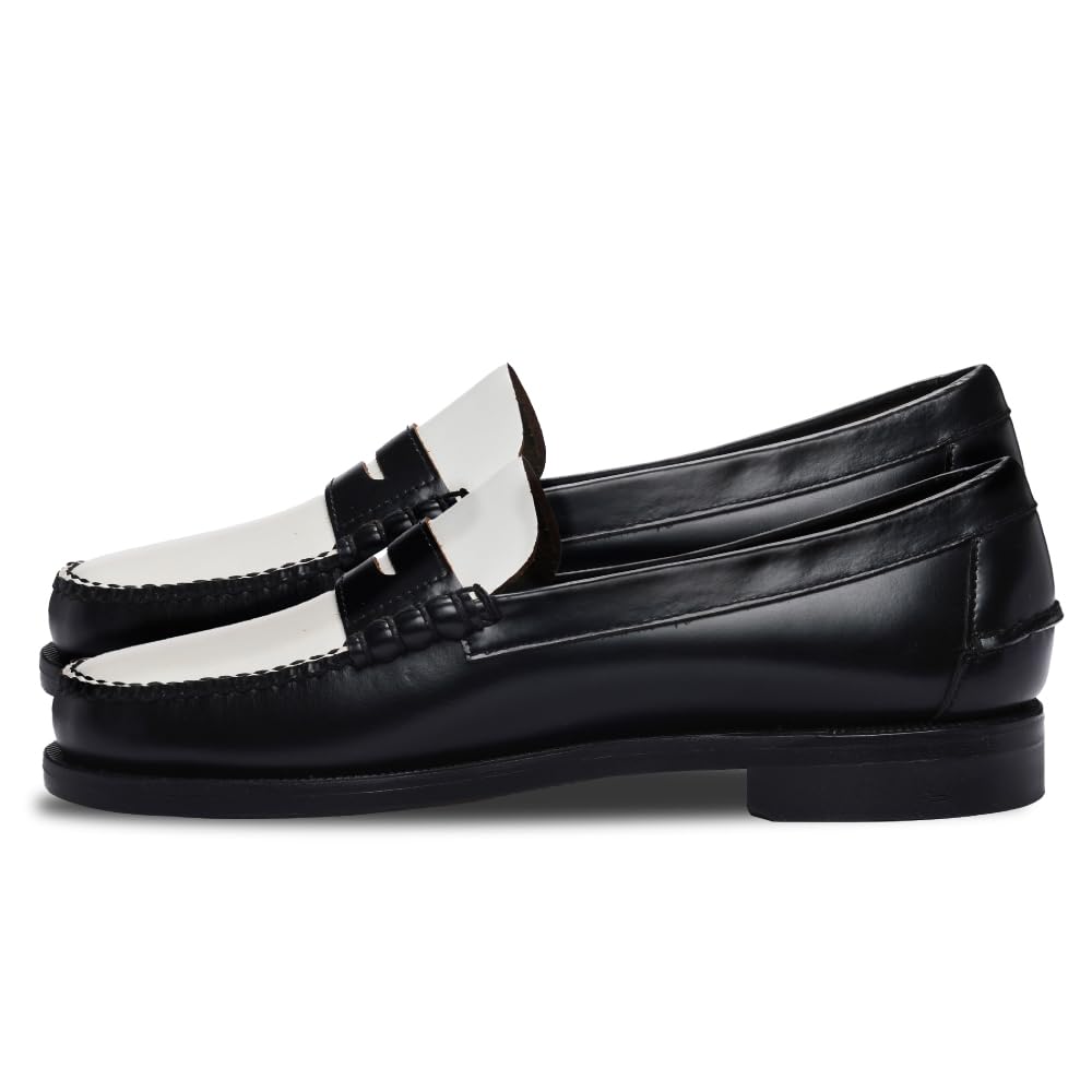 Sebago Classic Dan Mocasines para Hombre, Negro-Blanco - 13 Regular
