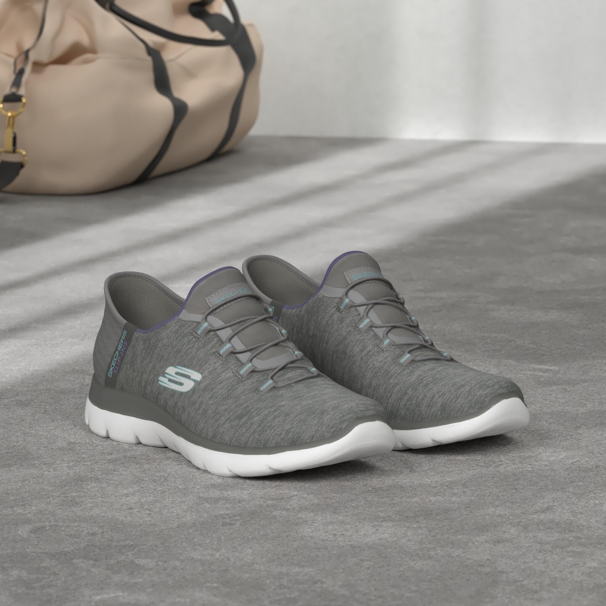 Skechers Summits - Zapatillas sin cordones para mujer, plantilla de espuma viscoelást