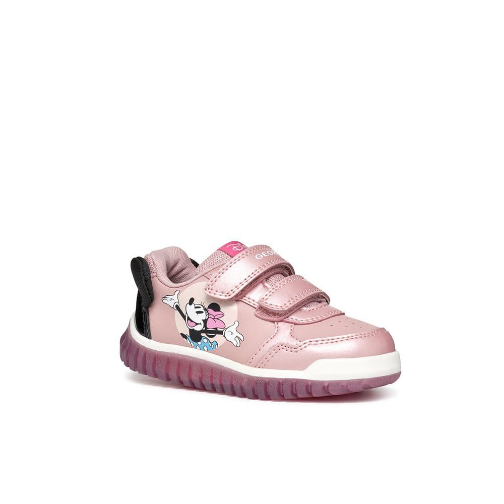 Geox Lightyloo Zapatillas de deporte para niña (niño pequeño), rosa viejo/negro, 9 ni