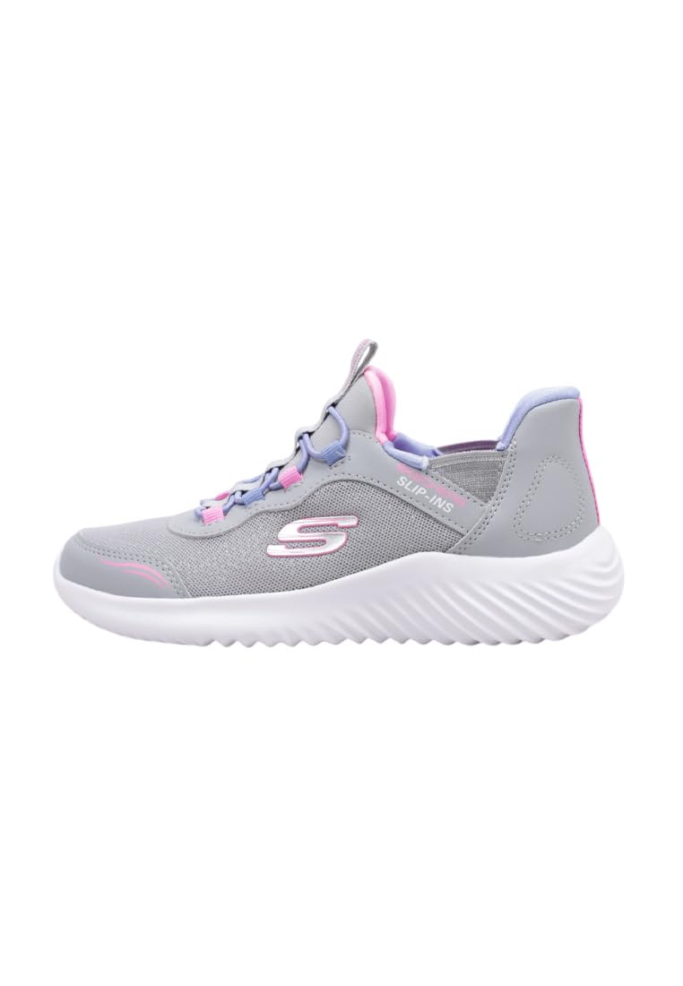 Skechers Kids Bounder - Zapatilla simple y linda, gris, 5 niños grandes