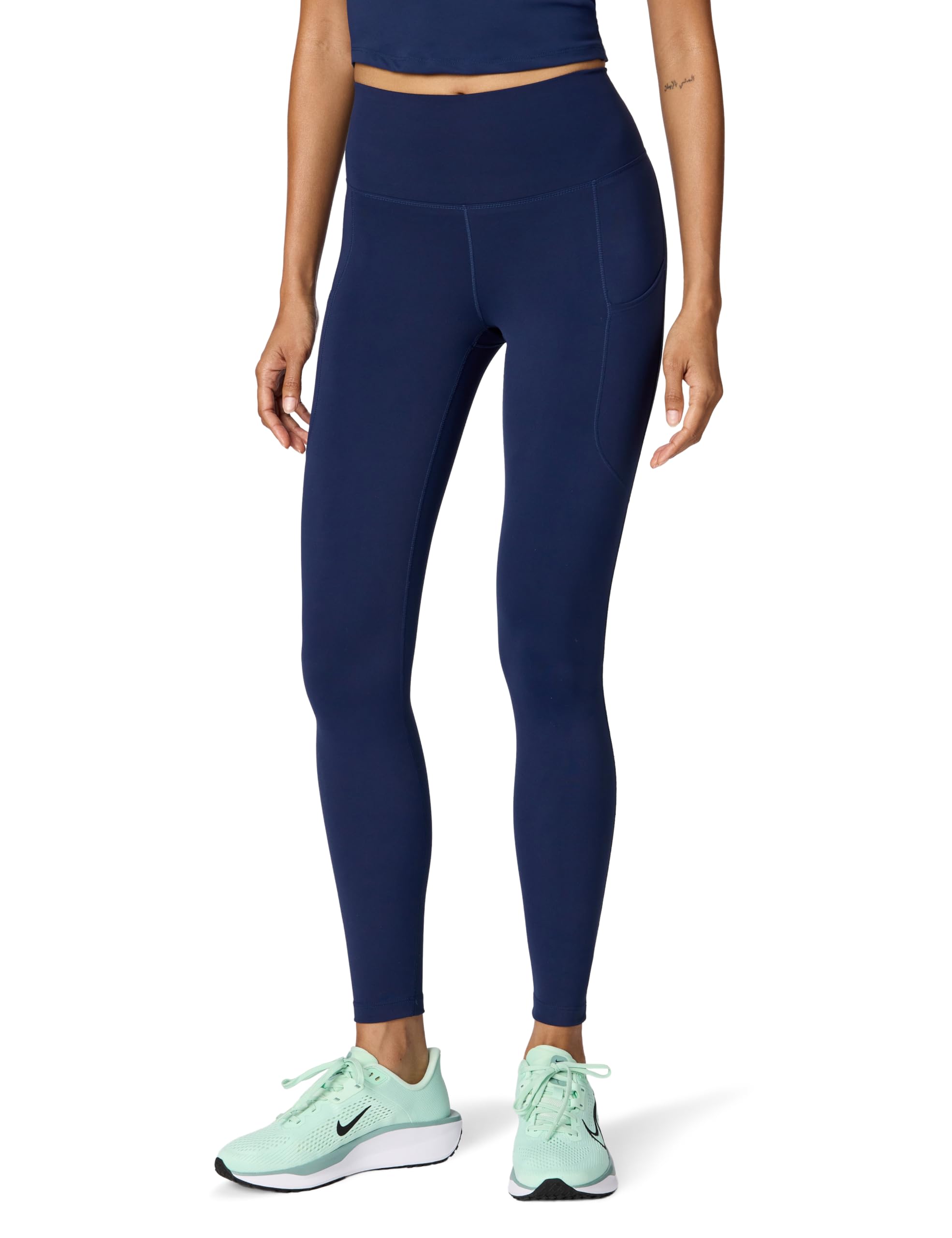 Nike One Leggings 7/8 de cintura alta con bolsillos para mujer, azul marino medianoch