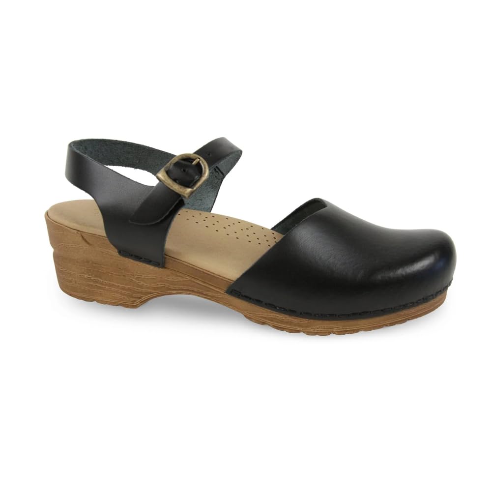 Sanita Zueco Sansi para mujer, piel sintética, color negro/tostado, 37