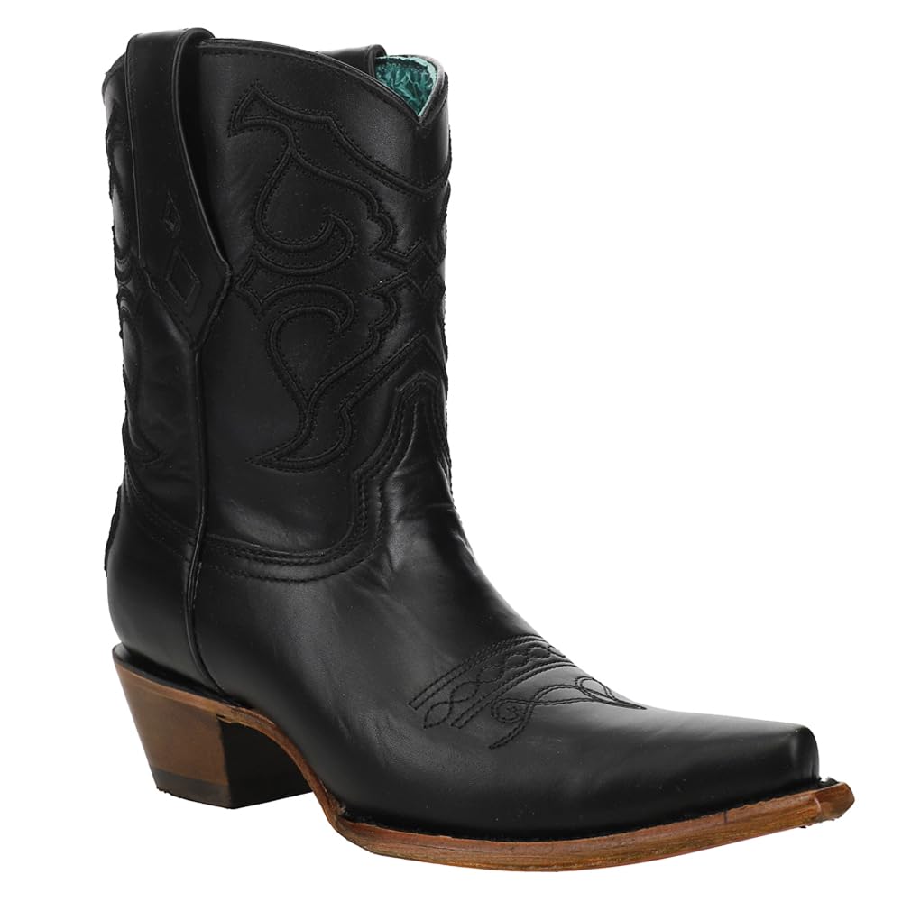 Corral Boots Botas casuales con punta recortada y bordado negro para mujer Tacón medi