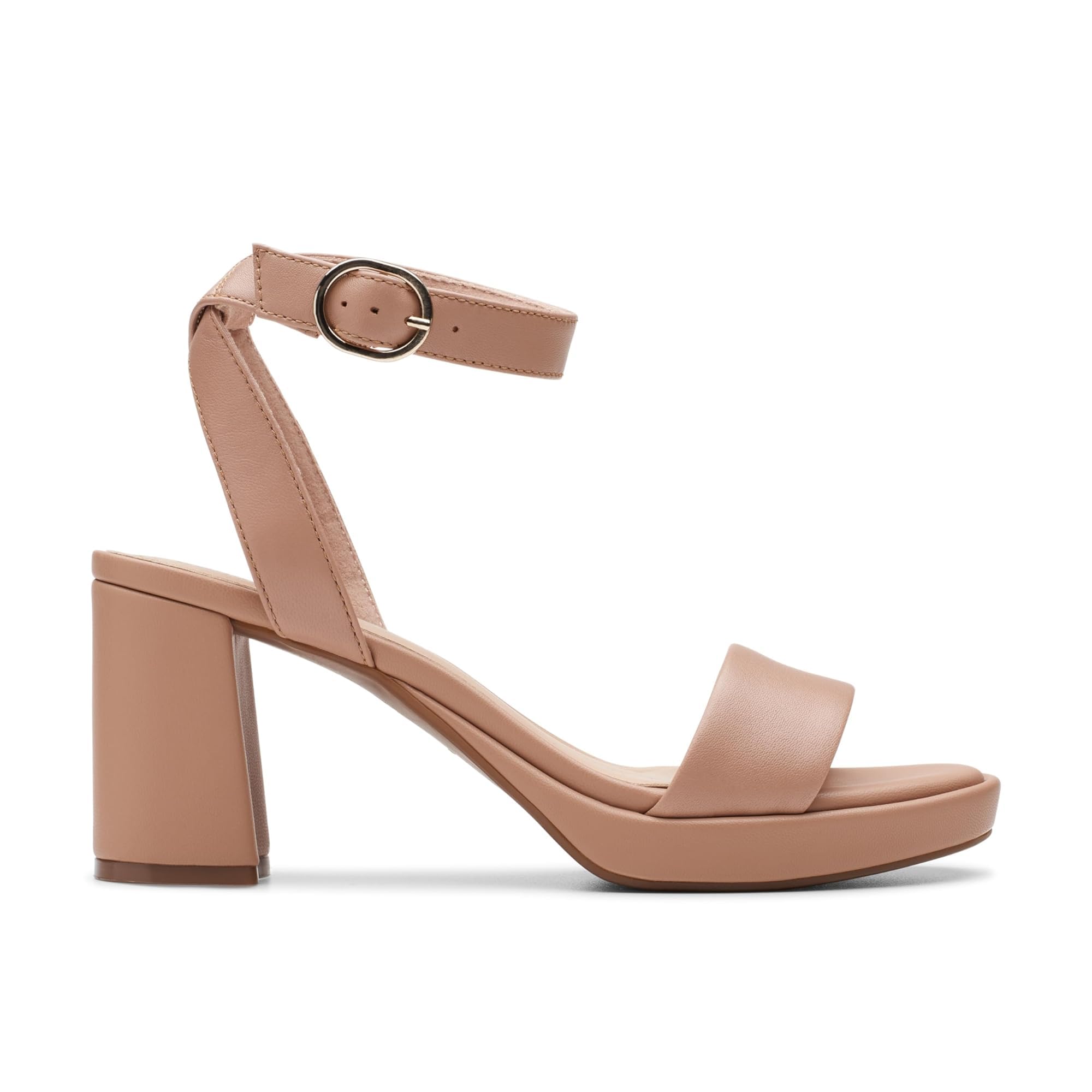 Clarks Collection Sandalia de tacón AmbyrLyn Bay para mujer, cuero beige cálido, 8.5 