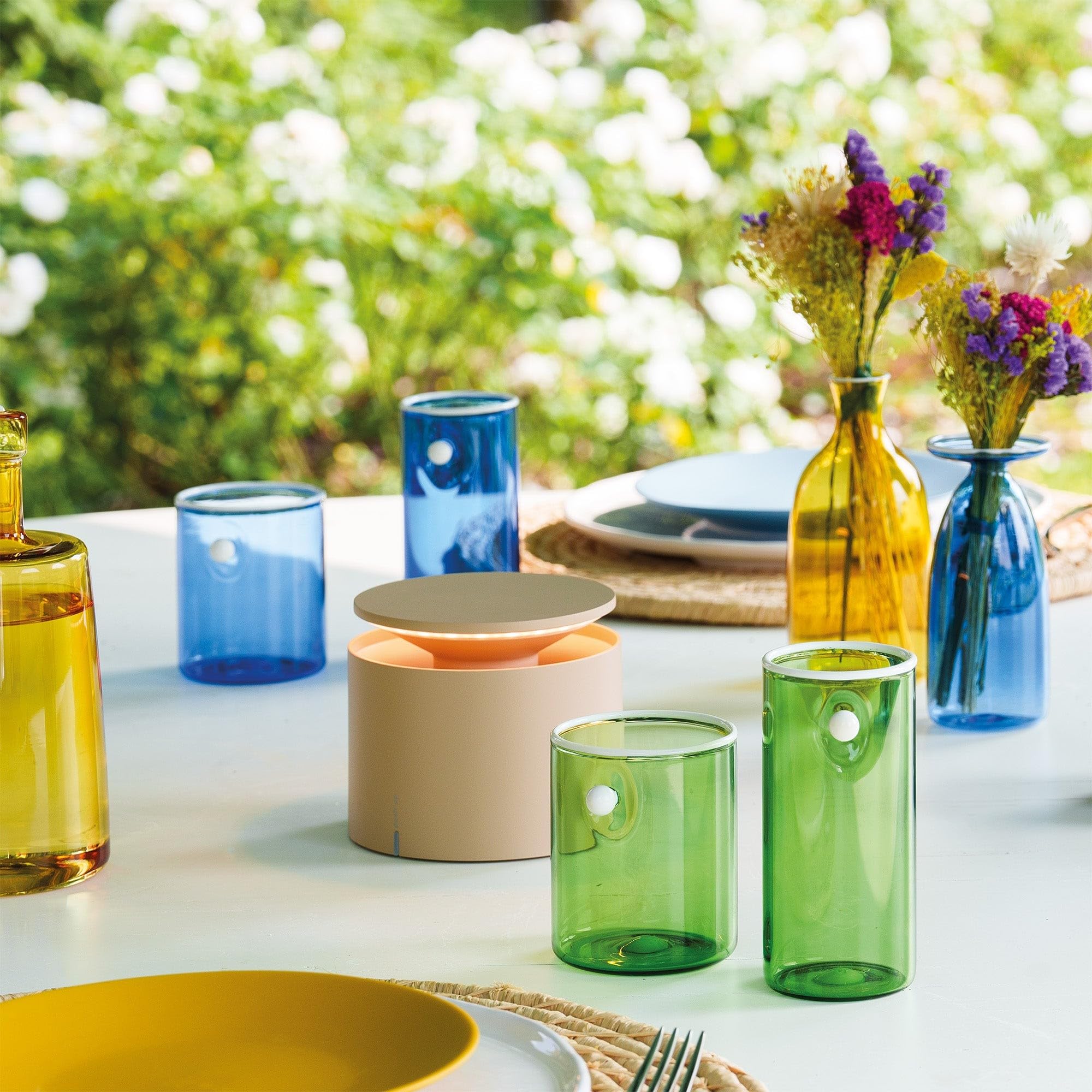 Zafferano, Lámpara Push-Up, Lámpara de mesa inalámbrica recargable con controles táct