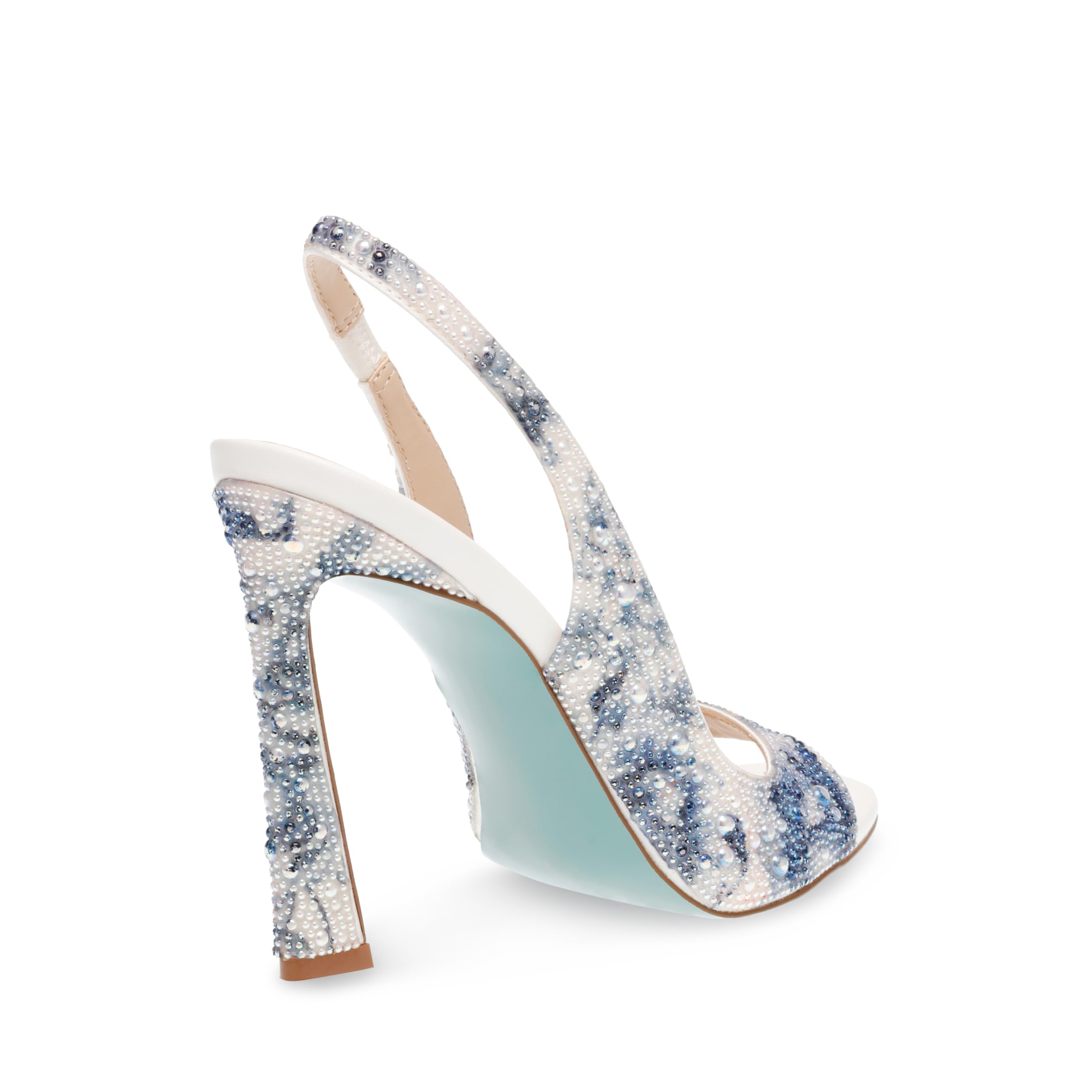 Betsey Johnson Mina Sandalia de tacón para Mujer, Azul Floral, 9.5