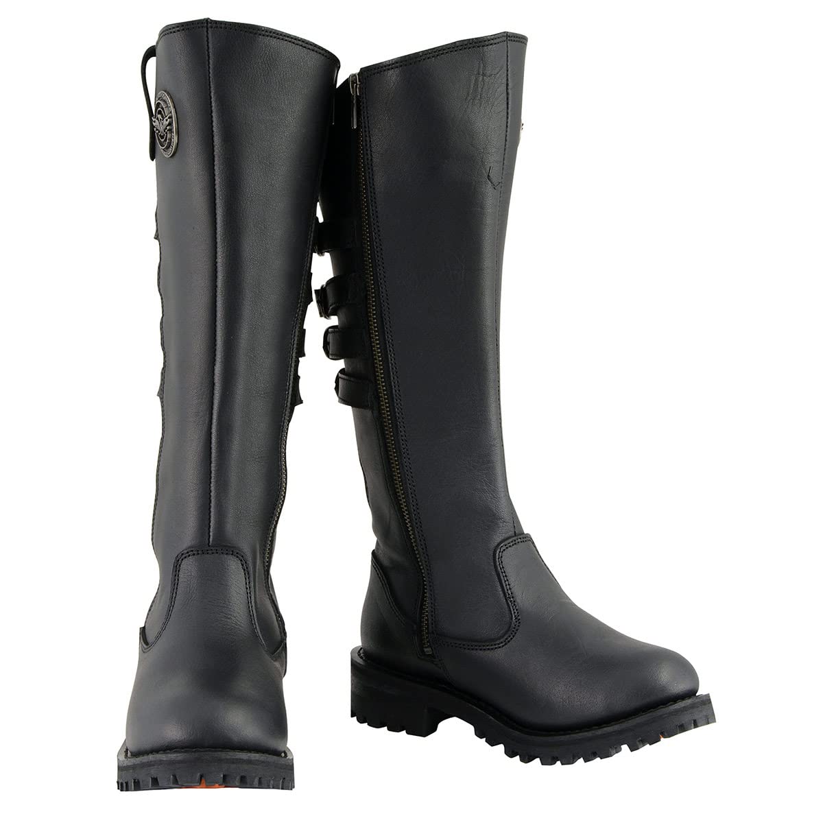 Milwaukee Leather MBL9345 Botas de montar de cuero de tiro alto para mujer, color neg