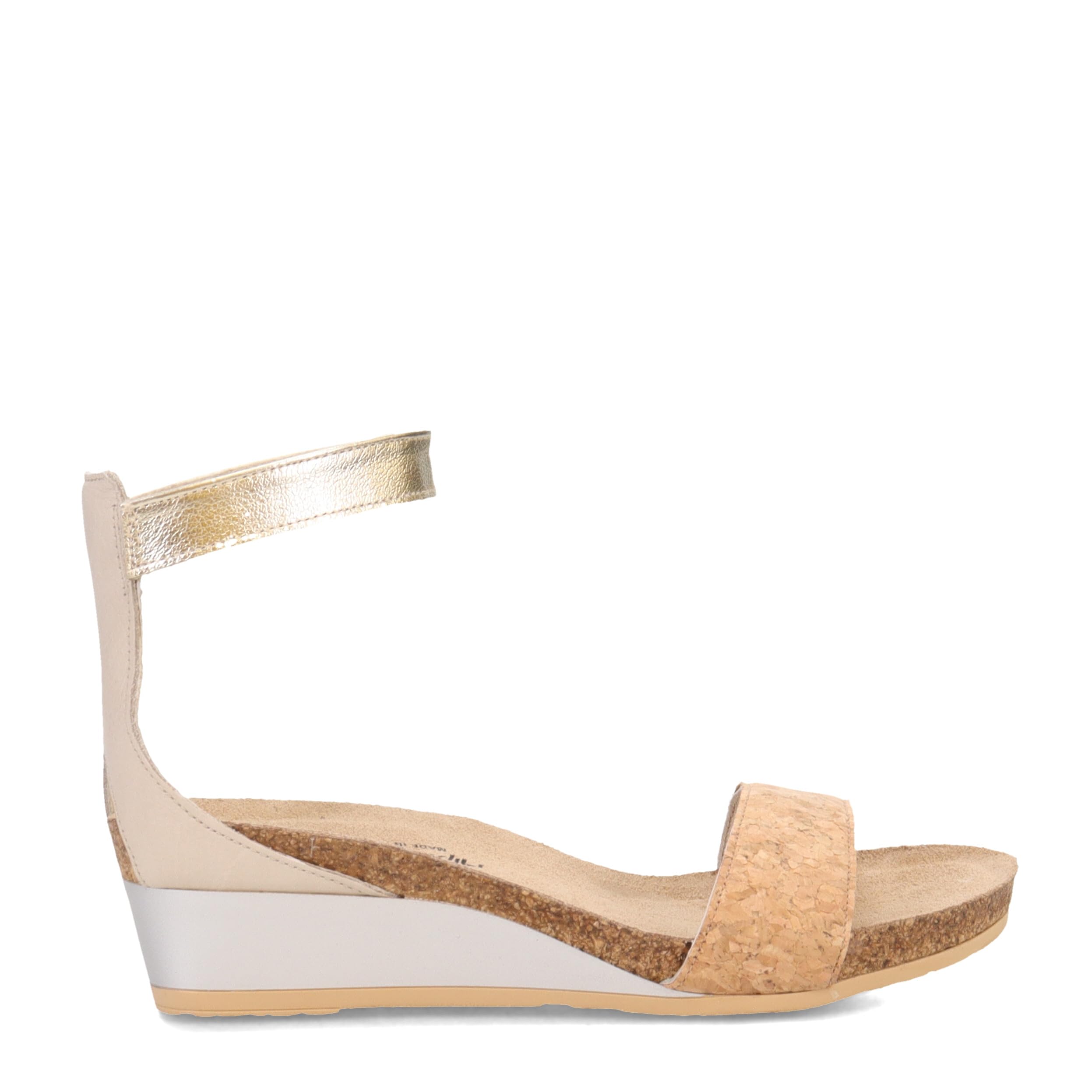 NAOT Pixie Sandalia de cuña para mujer Cork Lthr/Soft Ivory Lthr/Radiant Gold Lthr 11