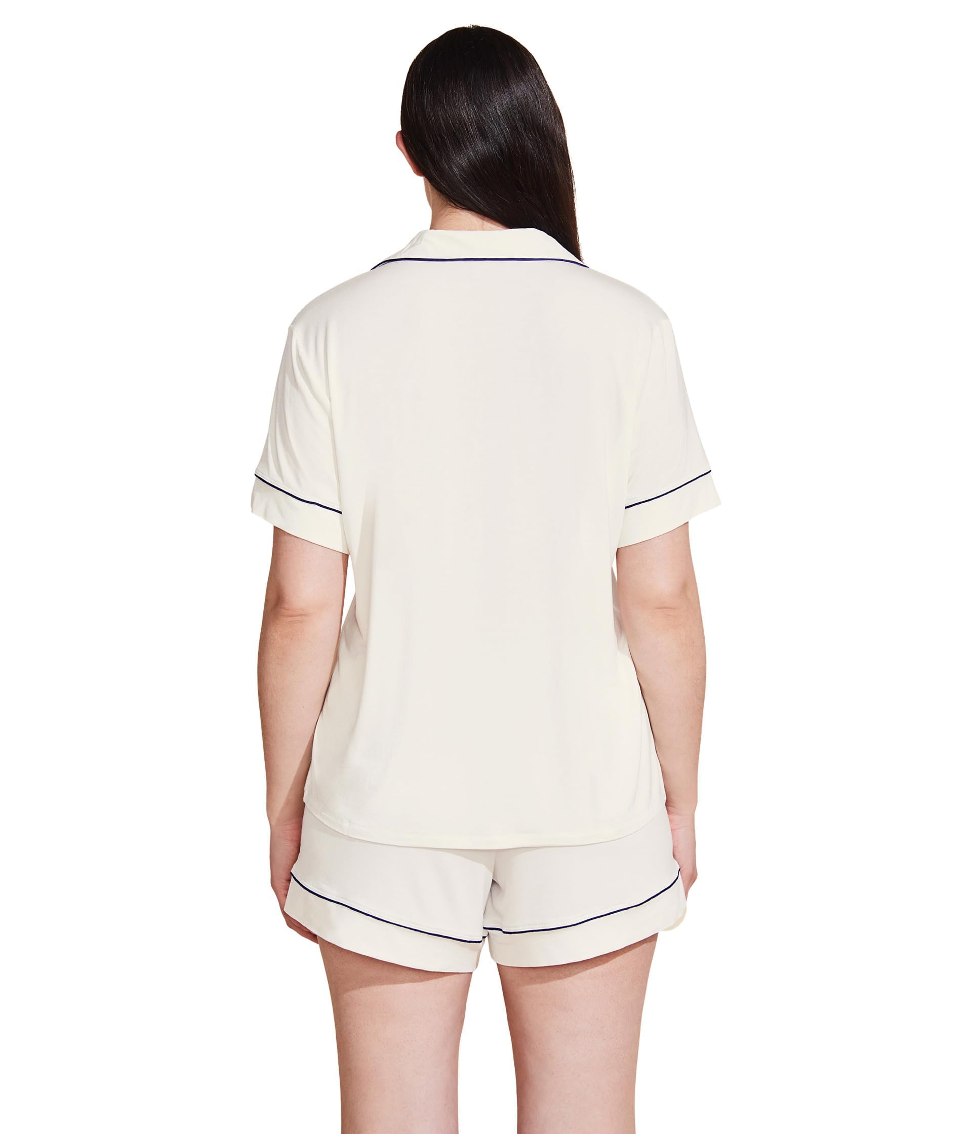 Eberjey Gisele Conjunto de pijama corto relajado Pure Ivory MD