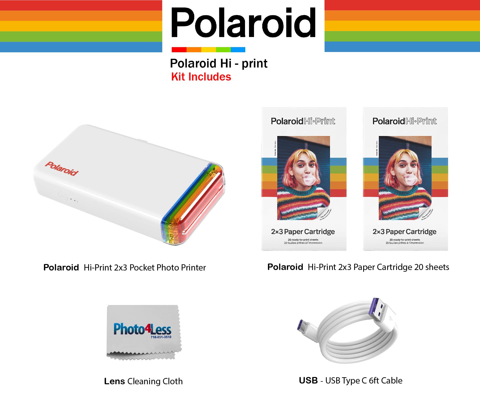 Polaroid Hi-Print - Impresora fotográfica de bolsillo 2x3 conectada por Bluetooth de 