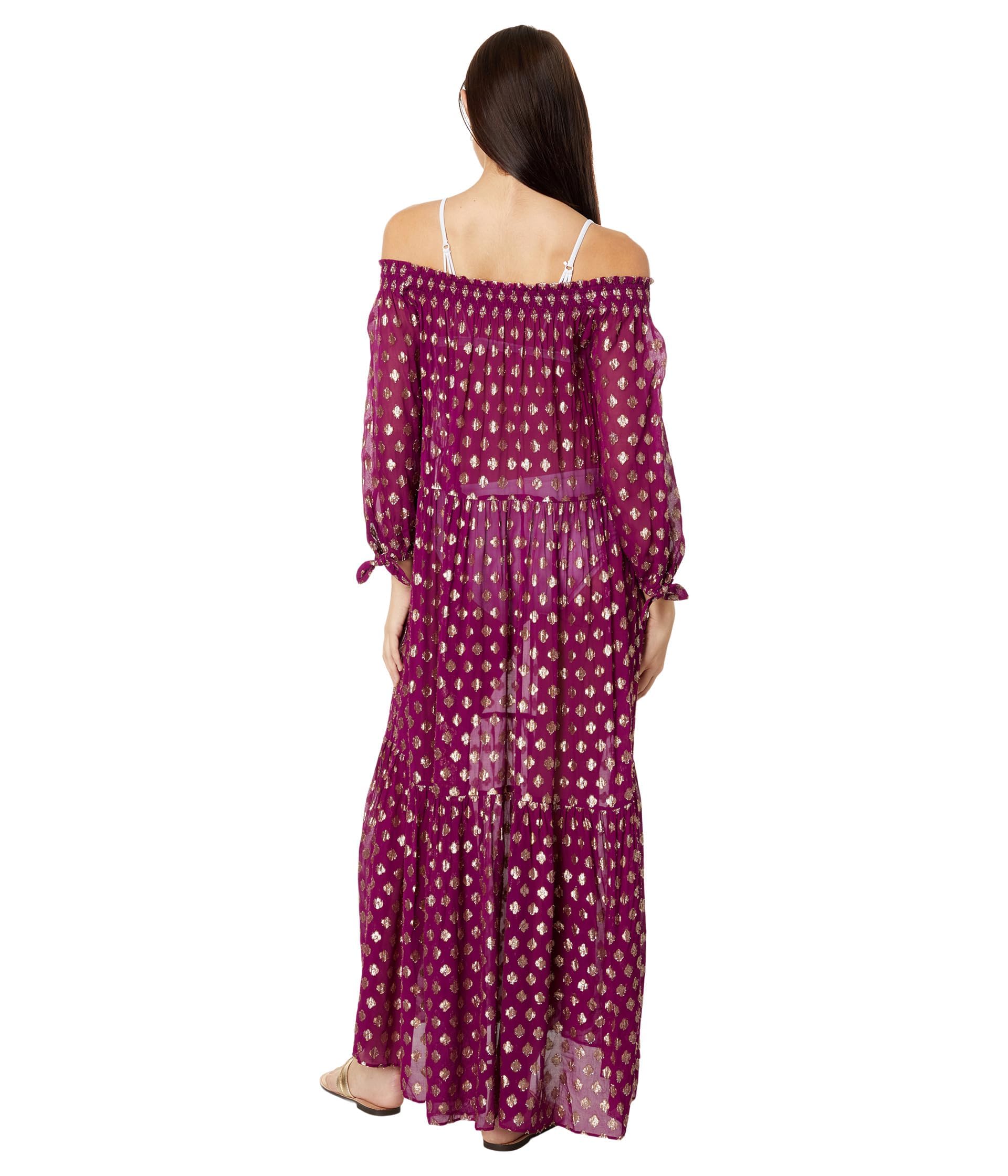 Lilly Pulitzer Dayla Maxi Cover-Up Amarena Cherry Pattern Play Viscosa Clip Metálico 