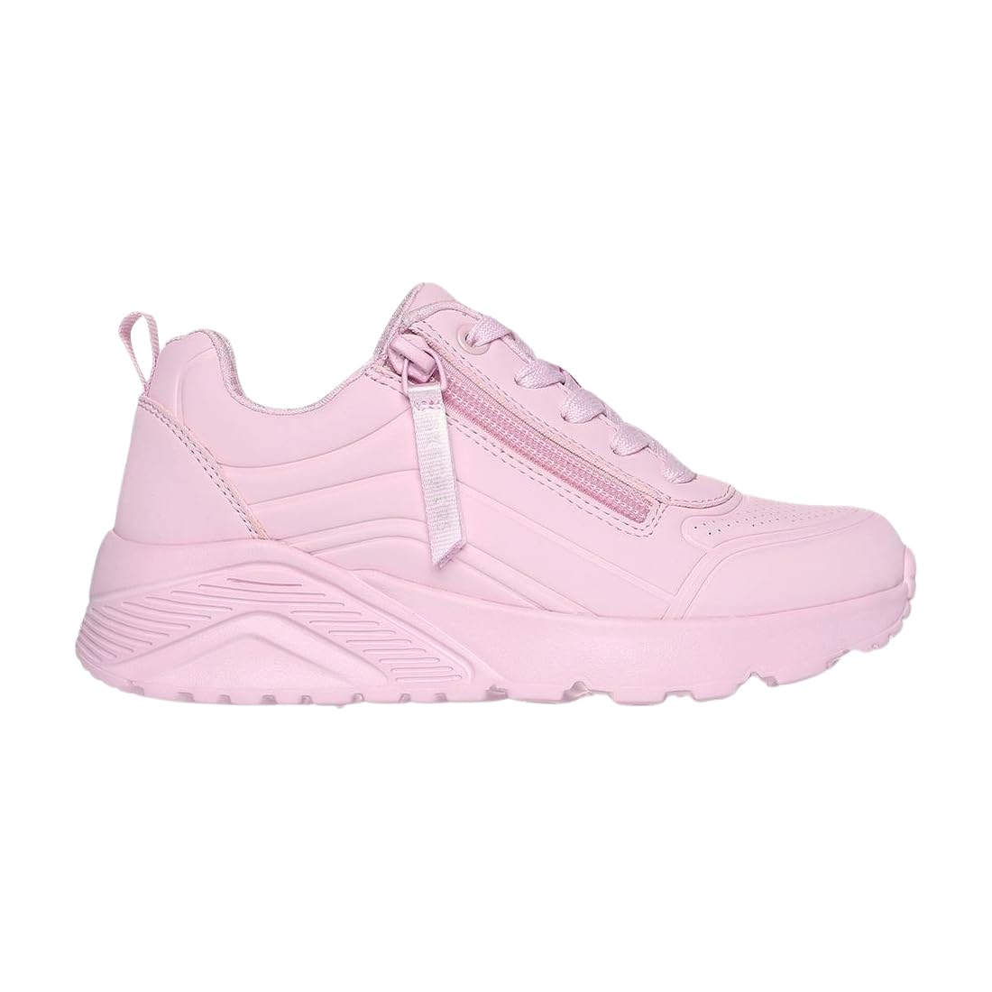 Skechers Kids Uno Lite - Zapatilla con Cremallera fácil para niñas, Rosa Claro, 11,5 