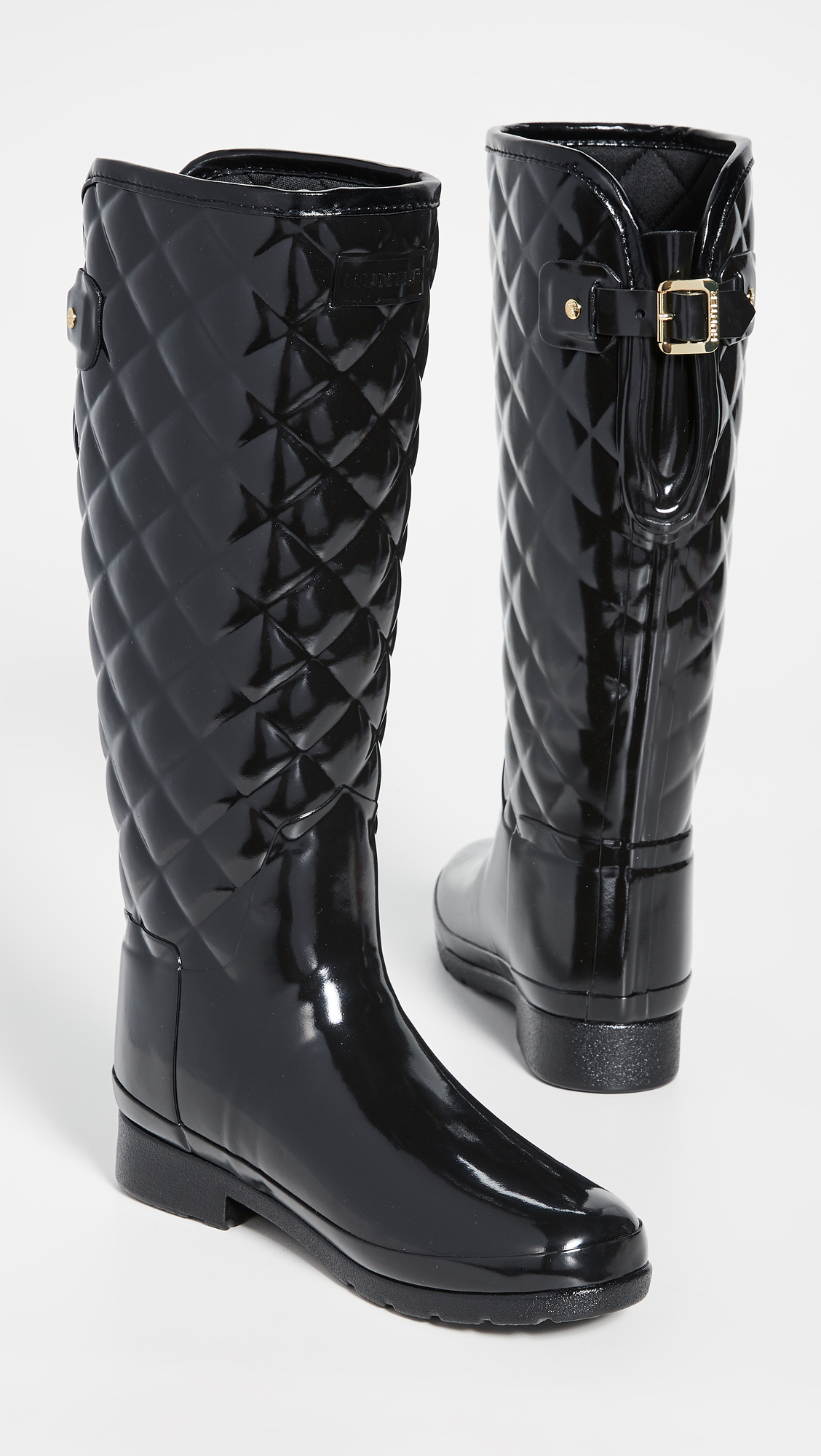 Botas de lluvia altas Hunter Refined Gloss Quilt negro 5 M