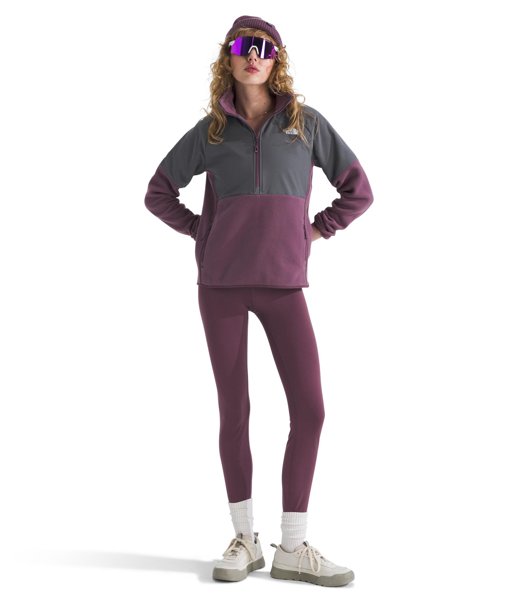 The North Face Chaqueta Glacier Heavyweight con 1/2 cremallera para mujer, S, malva m