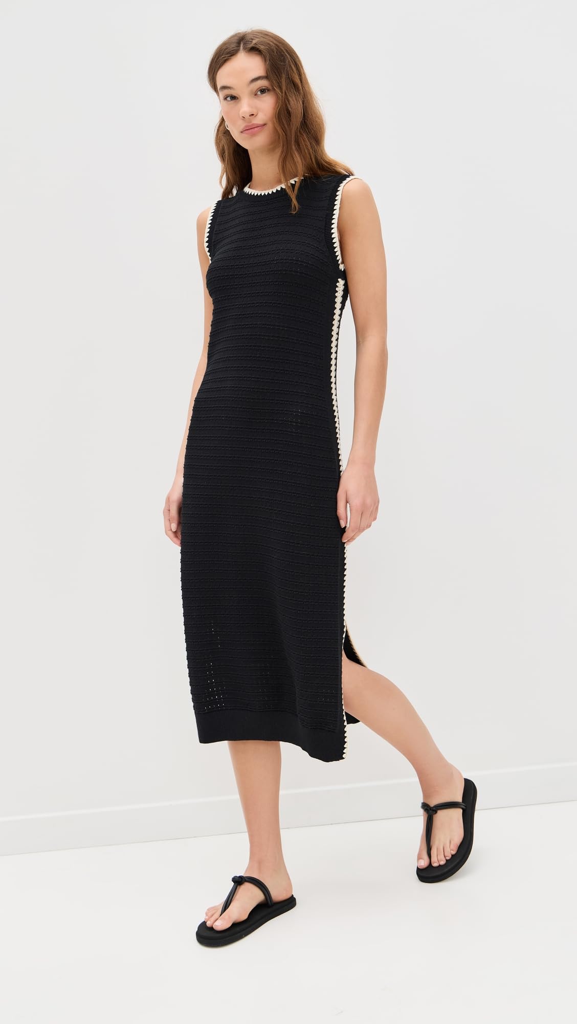 Varley Dwight Vestido de Punto sin Mangas para Mujer, Negro, M