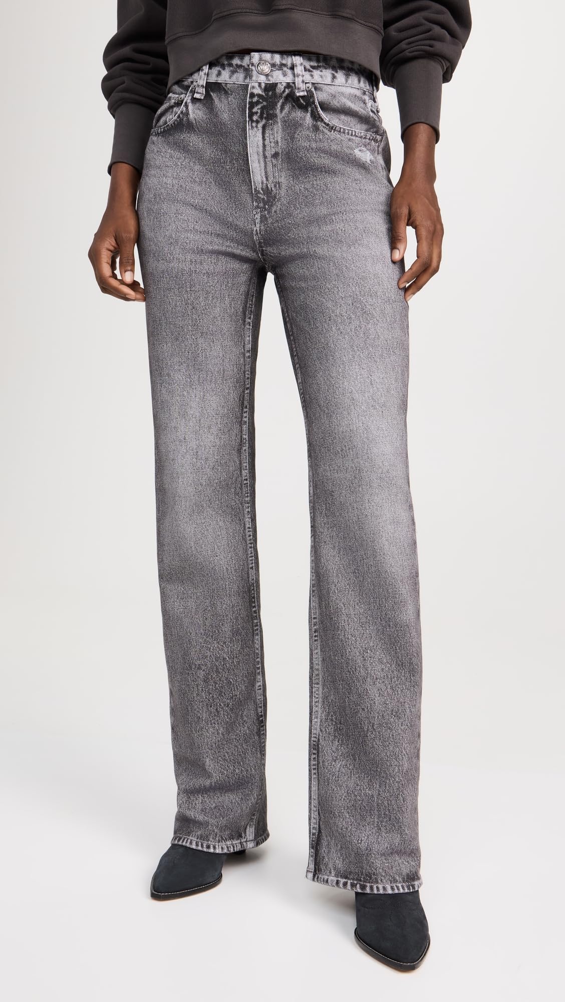 rag & bone Rb Miramar Pantalones deportivos rectos para mujer, Raven, 26