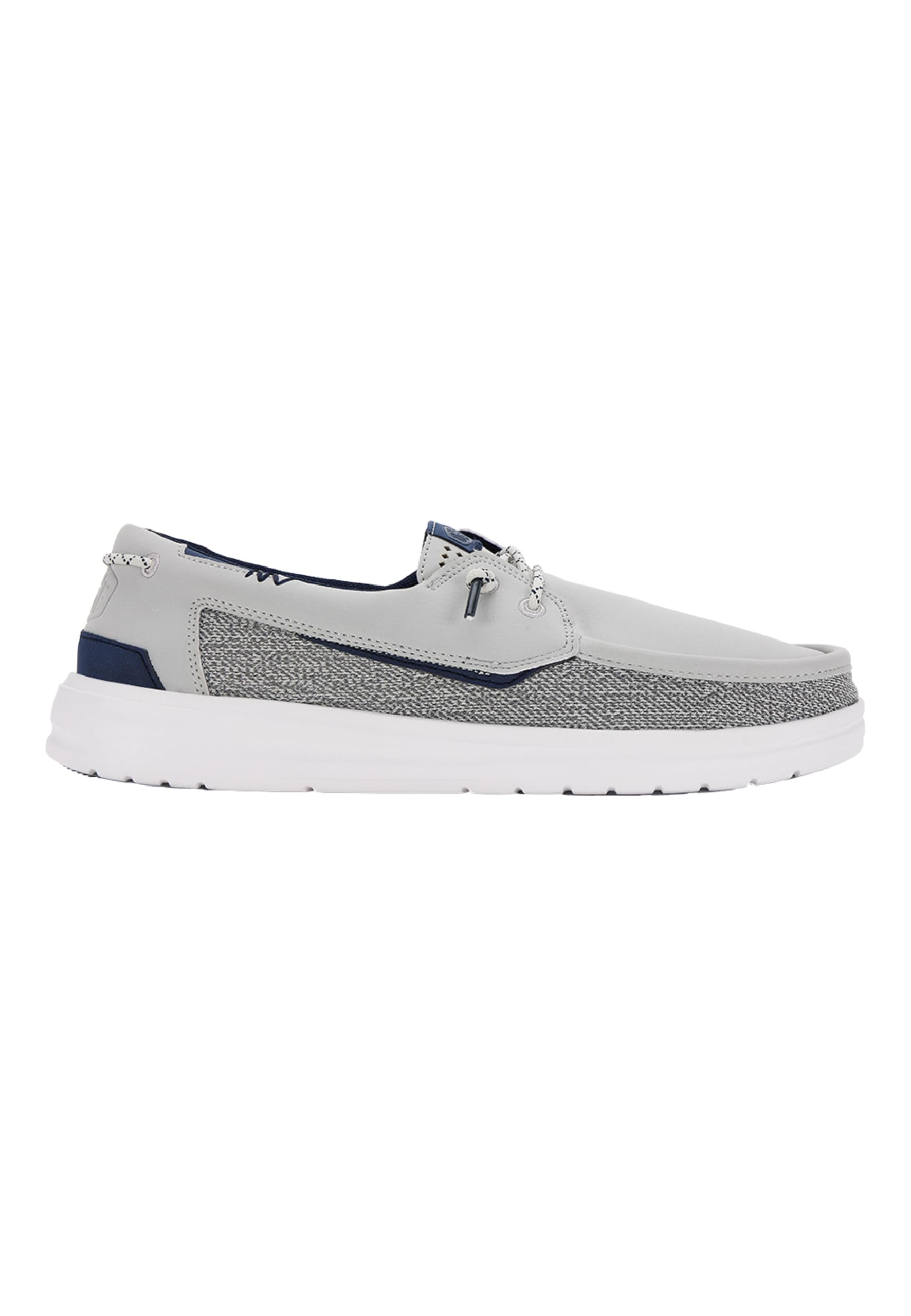 HEYDUDE Zapato mocasín de malla clásico Welsh Grip, gris tormenta/azul marino, 12