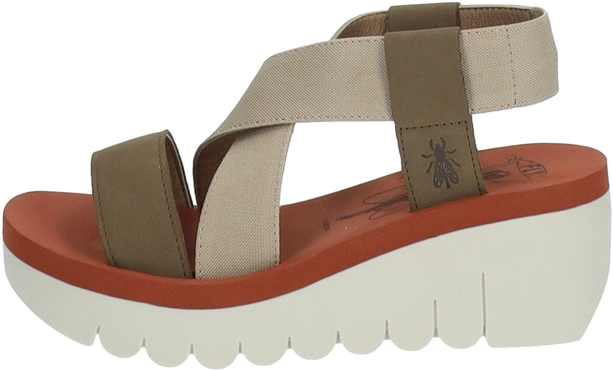 FLY London YABI922FLY Militar/Beige/Ladrillo Cupido/Elástico EU 38 (EE.UU. Mujeres 7.