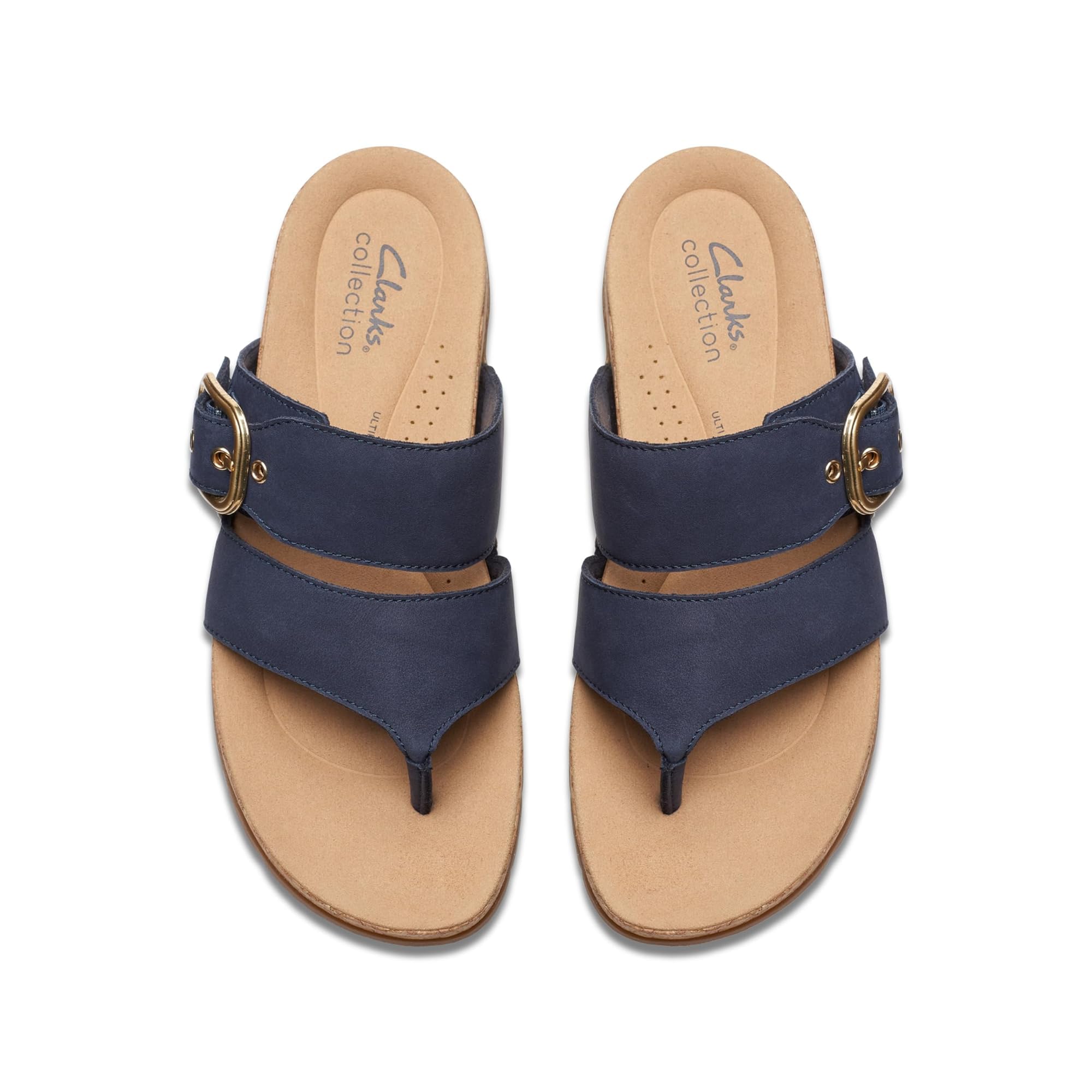 Clarks Collection Reileigh Park, chanclas para mujer, nobuk azul marino, 7 de ancho E