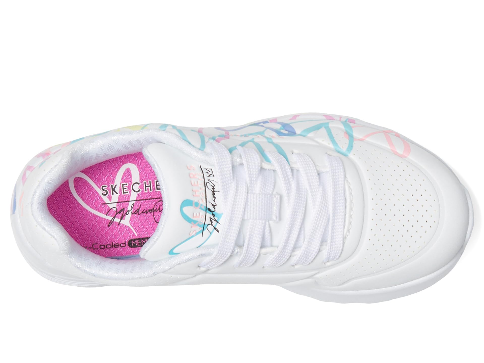 Skechers Kids Uno Lite-Spread The Love Sneaker, Blanco/Púrpura/Turquesa, 4.5, Niño Gr