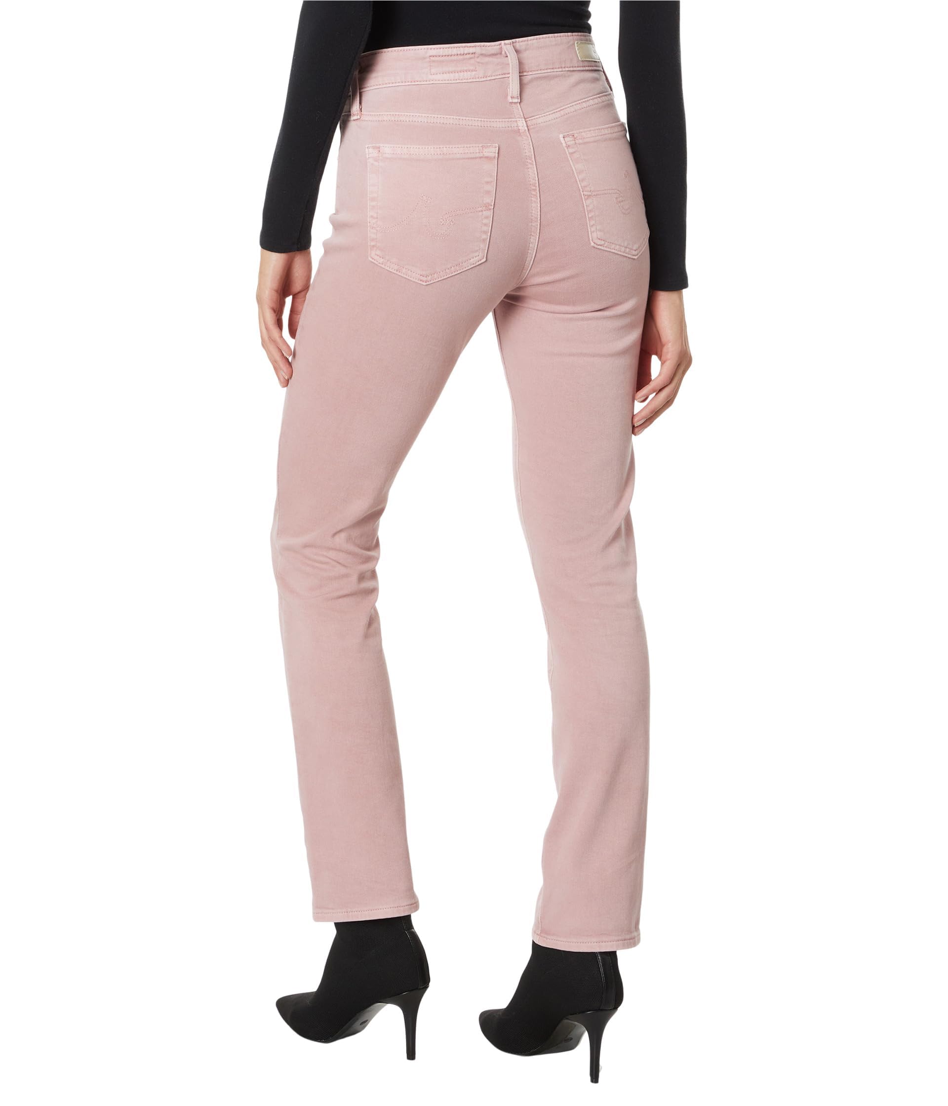 Vaqueros AG Mari rectos y delgados de talle alto en Hi-White Rosy Blush Hi-White Rosy