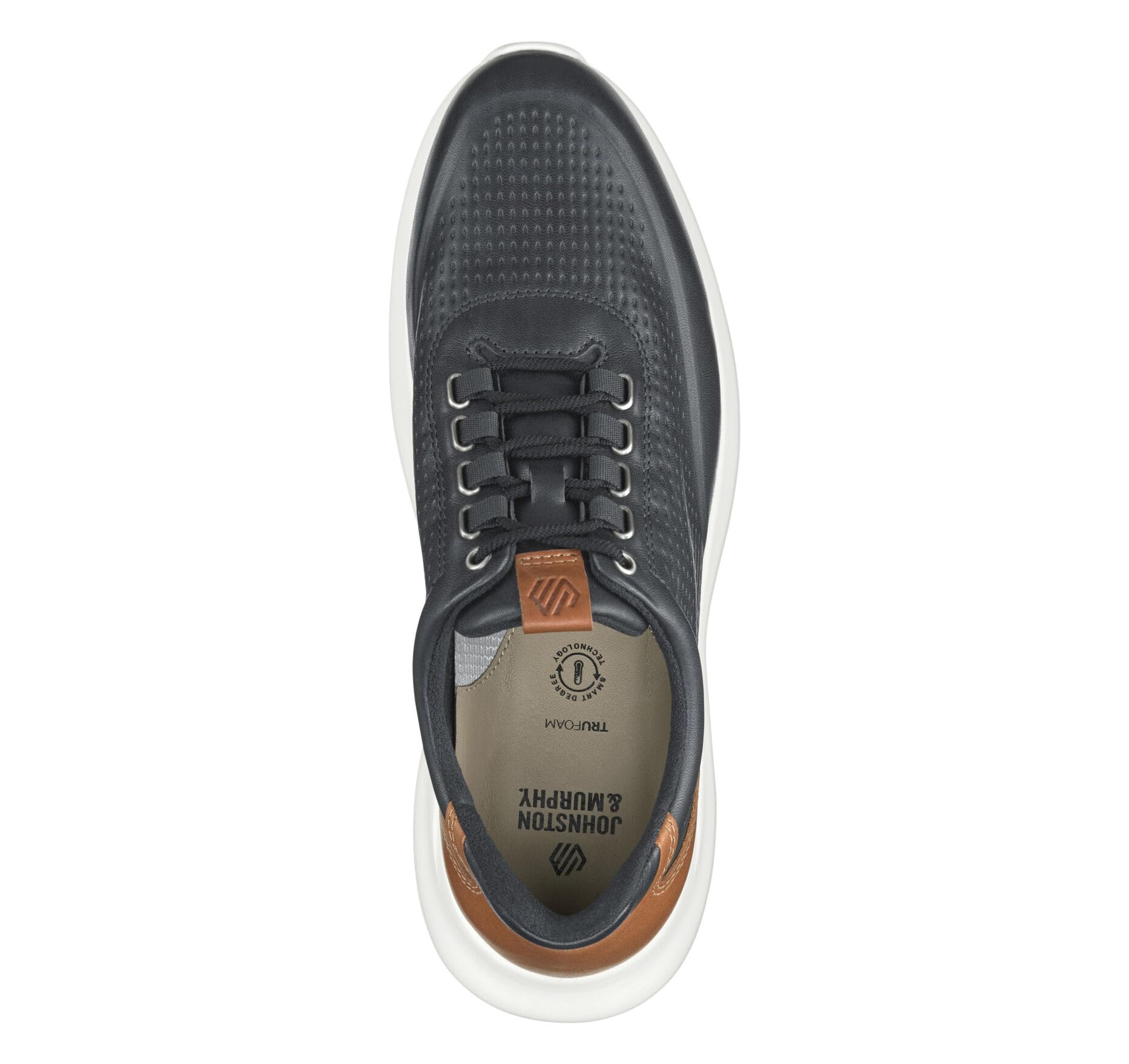 Zapato casual Johnston & Murphy para hombre Amherst 2.0 de cuero grabado U-Throat, grano completo negro, talla 8.5 M