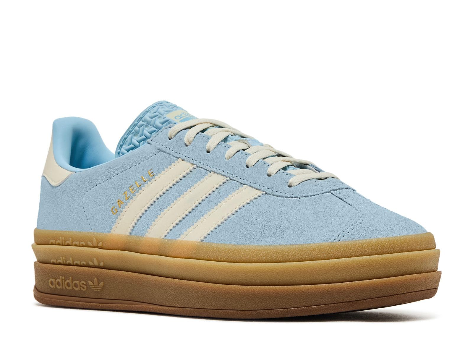 Zapatillas adidas Gazelle Bold para mujer, cielo claro/blanco crema/oro metálico, tal