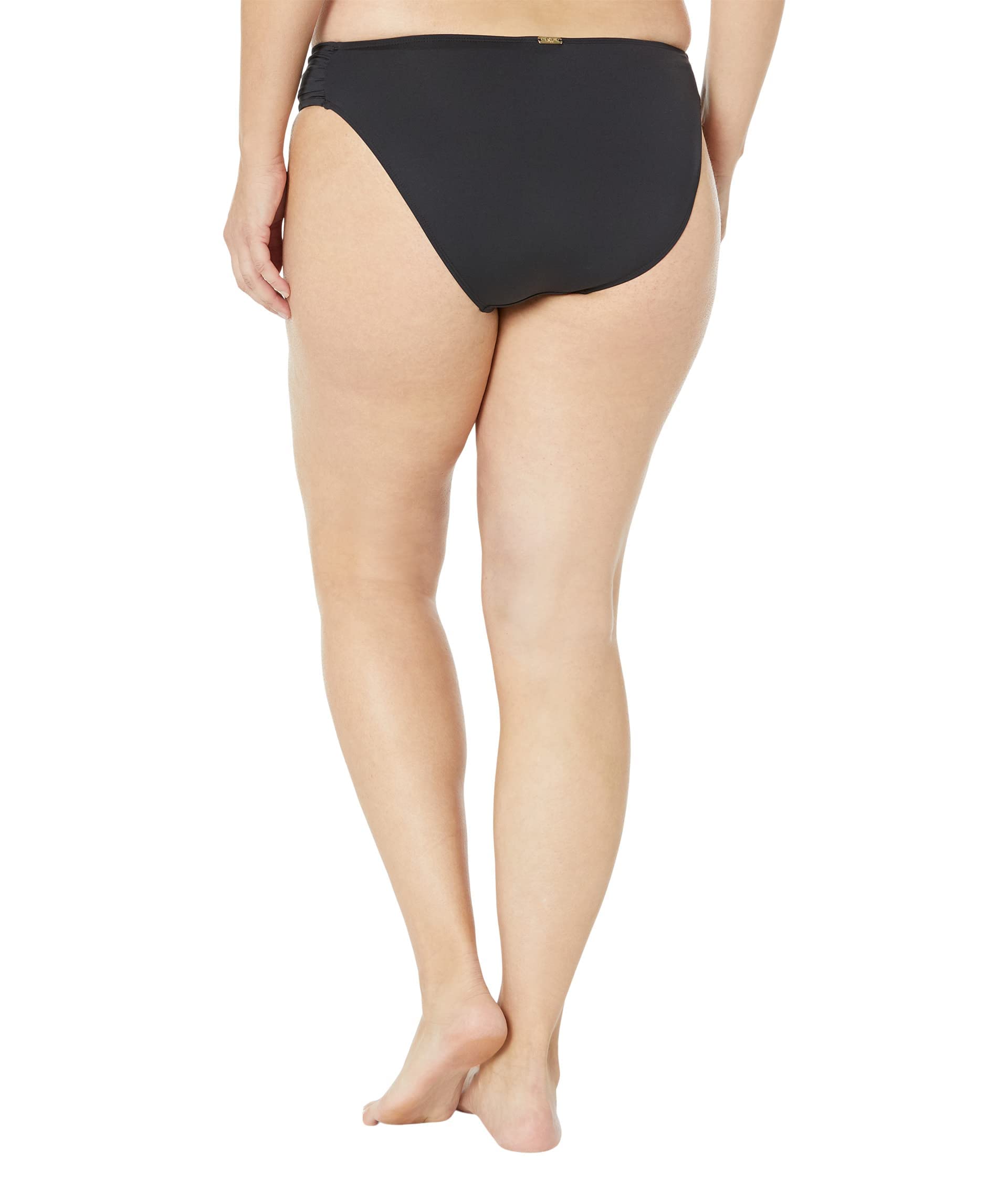 Bikini Bottom Lauren Ralph Lauren Beach Club Solid para Mujer - Cobertura Completa con Piernas de Corte Regular, Estilo Pull-On Negro 10 Talla Única