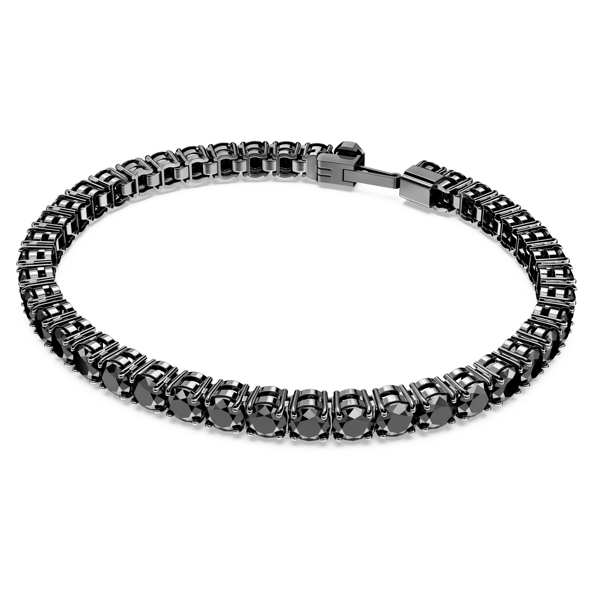 Pulsera Tenis Swarovski Matrix, Piedras Redondas Negras en Terminado Rutenio, Parte de la Colección Matrix, Talla M