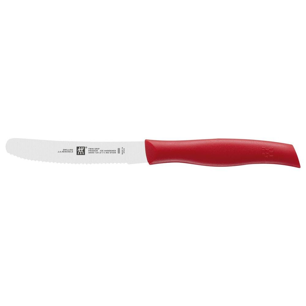 Cuchillo multiusos rojo de 4,5 pulgadas, borde dentado