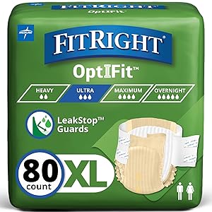 Pañales para adultos FitRight de absorción ultrapesada para hombres y mujeres, tamaño de cintura: X-Lar