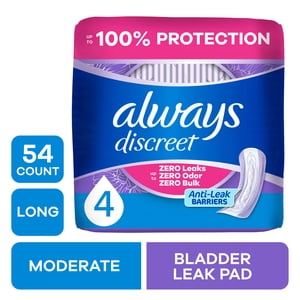 Always Discreet, toallas sanitarias para incontinencia y posparto para mujeres, talla 4, Abso moderado