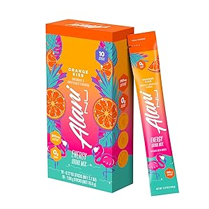 Alani Nu ORANGE KISS Energy Sticks, bebida energética en polvo, 200 mg de cafeína, antes del trabajo