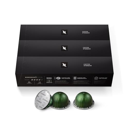 Nespresso Capsules Vertuo, Stormio, Dark Roast Coffee, 30-Count Coffee Pods, Bre