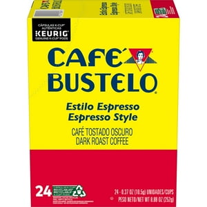 Caf'e Bustelo Café tostado oscuro estilo espresso, 24 cápsulas Keurig K-Cup (paquete de 1)