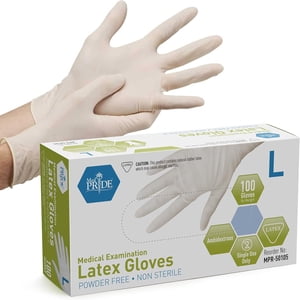 Guantes de examen de látex sin polvo MedPride, grandes, caja/100