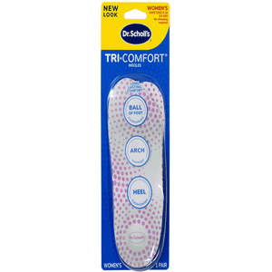Plantillas Dr. Scholl's Tri-Comfort, mujer (talla 6-11), 1 par, 3/4 de largo