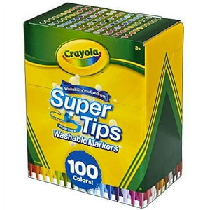 Crayola Super Tips Marker Set (100 ct), marcadores lavables de punta fina, marca de dibujo