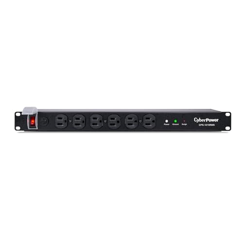 CyberPower CPS1215RMS Protector contra sobretensiones, 120 V/15 A, 12 salidas, cable de alimentación de 15 pies, 1
