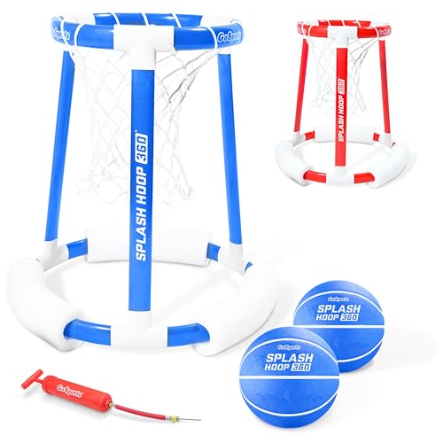El juego de baloncesto de piscina flotante GoSports Splash Hoop 360 incluye aro, 2 pelotas y