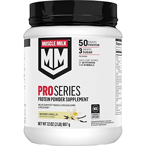 Muscle Milk Powder Pro Series, 50 gramos de proteína, vainilla intensa, 2 libras