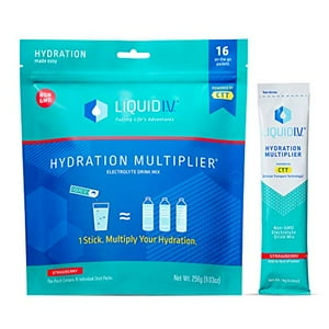 Multiplicador de hidratación líquida I.V.(R) - Fresa | Mezcla de bebida en polvo con electrolitos