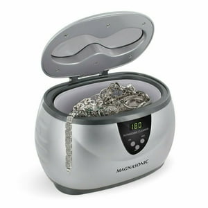 Limpiador ultrasónico Magnasonic - Tanque de acero inoxidable de 20 oz, temporizador digital, 5 Clea