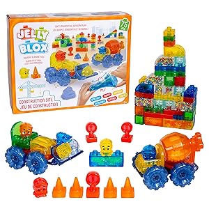 Conjunto de sitio de construcción Jelly Blox | Incluye 75 piezas | Construcción para niños pequeños y preescolares