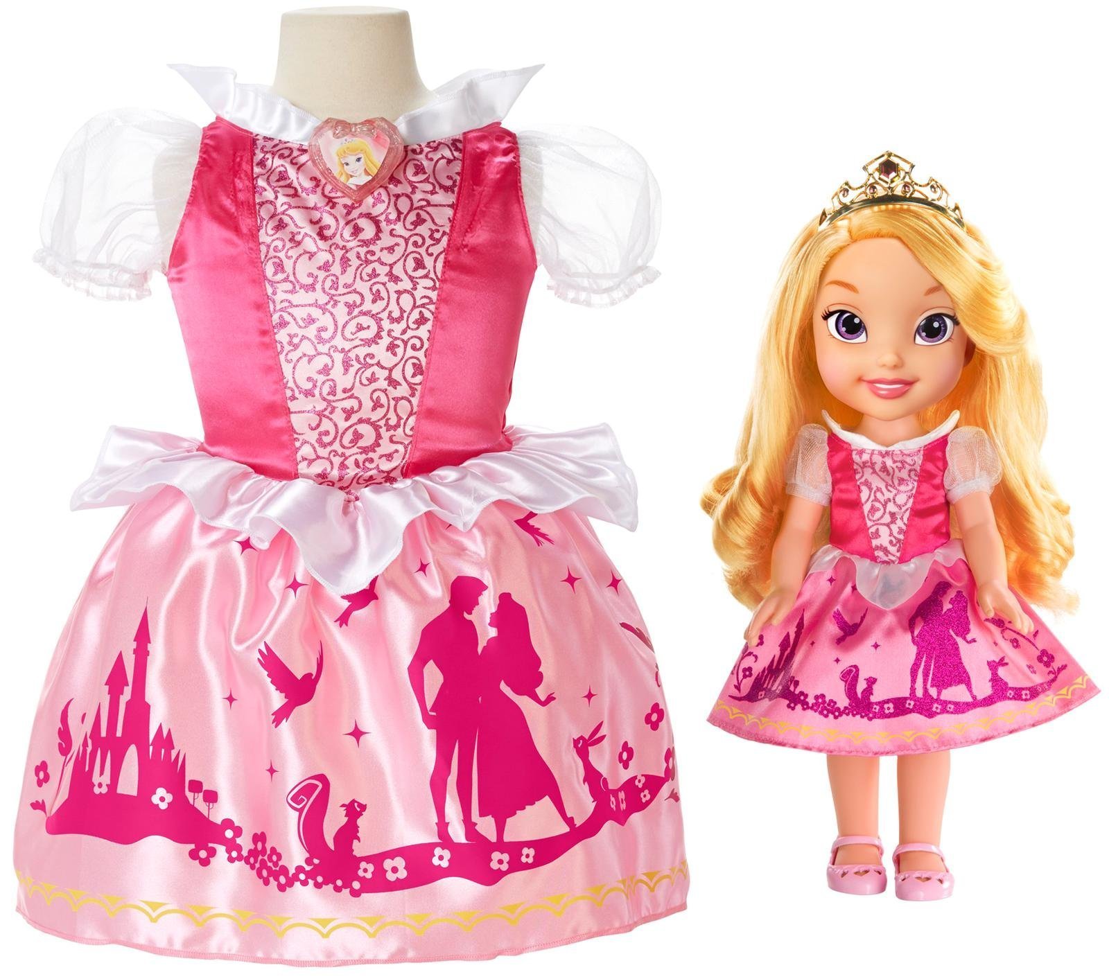 Set de regalo con vestido para niña y muñeca infantil Aurora de Disney Princess