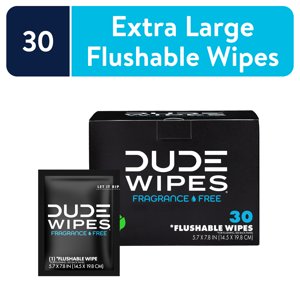 Toallitas DUDE - Toallitas desechables para llevar - 30 toallitas - Adulto extragrande sin perfume