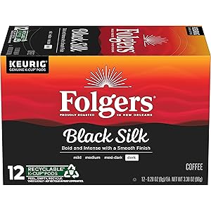 Café tostado oscuro Folgers Black Silk, 12 cápsulas Keurig K-Cup