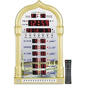 AL-HARAMEEN ZaNkAlOnY/ALHARAMEENTMOriginalPrayer azan(Oro) Clockha-4008 para EE. UU.